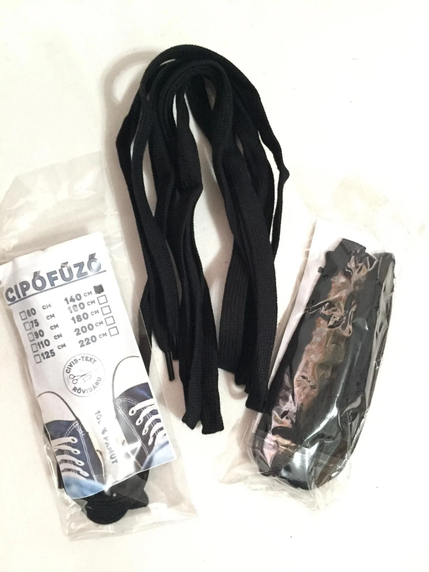 fekete 140l Cipőfűző 140 cm lapos fekete - Image 1